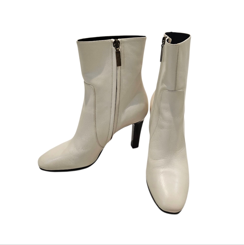 Saint Laurent Jane 90 Leather Ankle Boots sz 39 in Pearl Size 39 NIB - Picture 5 of 12